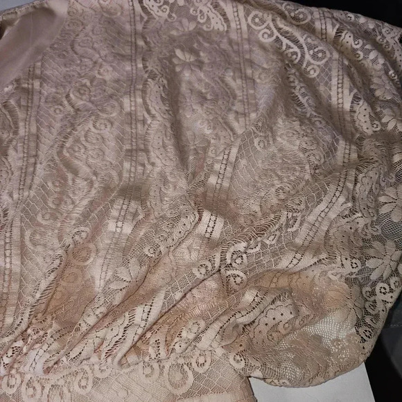 Beyond Vintage lace vneck peach blouse‎ - Picture 9 of 13